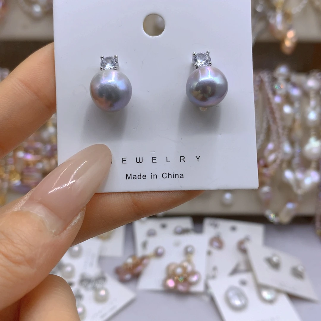 淡水珍珠耳饰银S925镶嵌