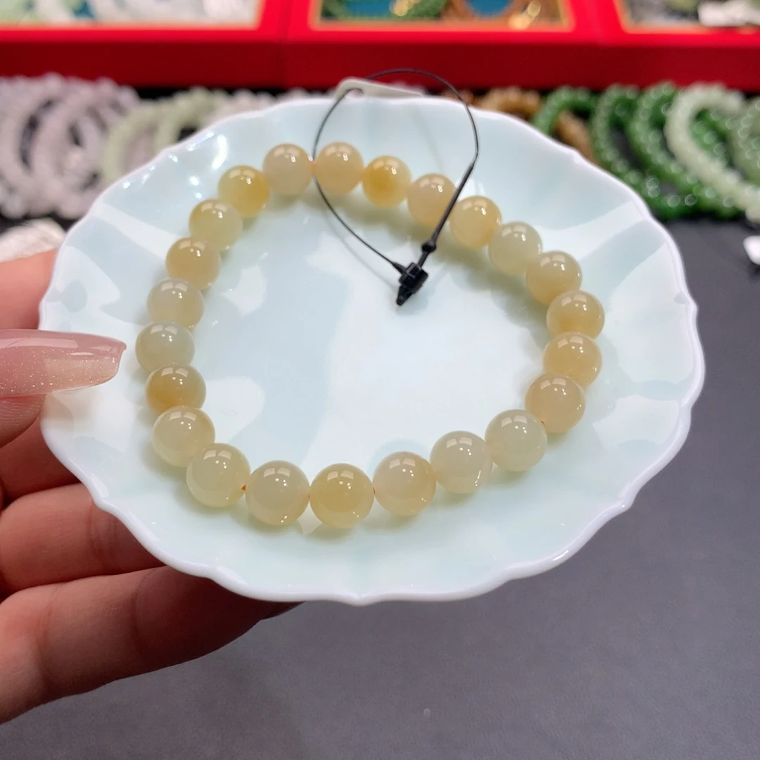 和田玉手串未镶嵌且末俏蜜糖