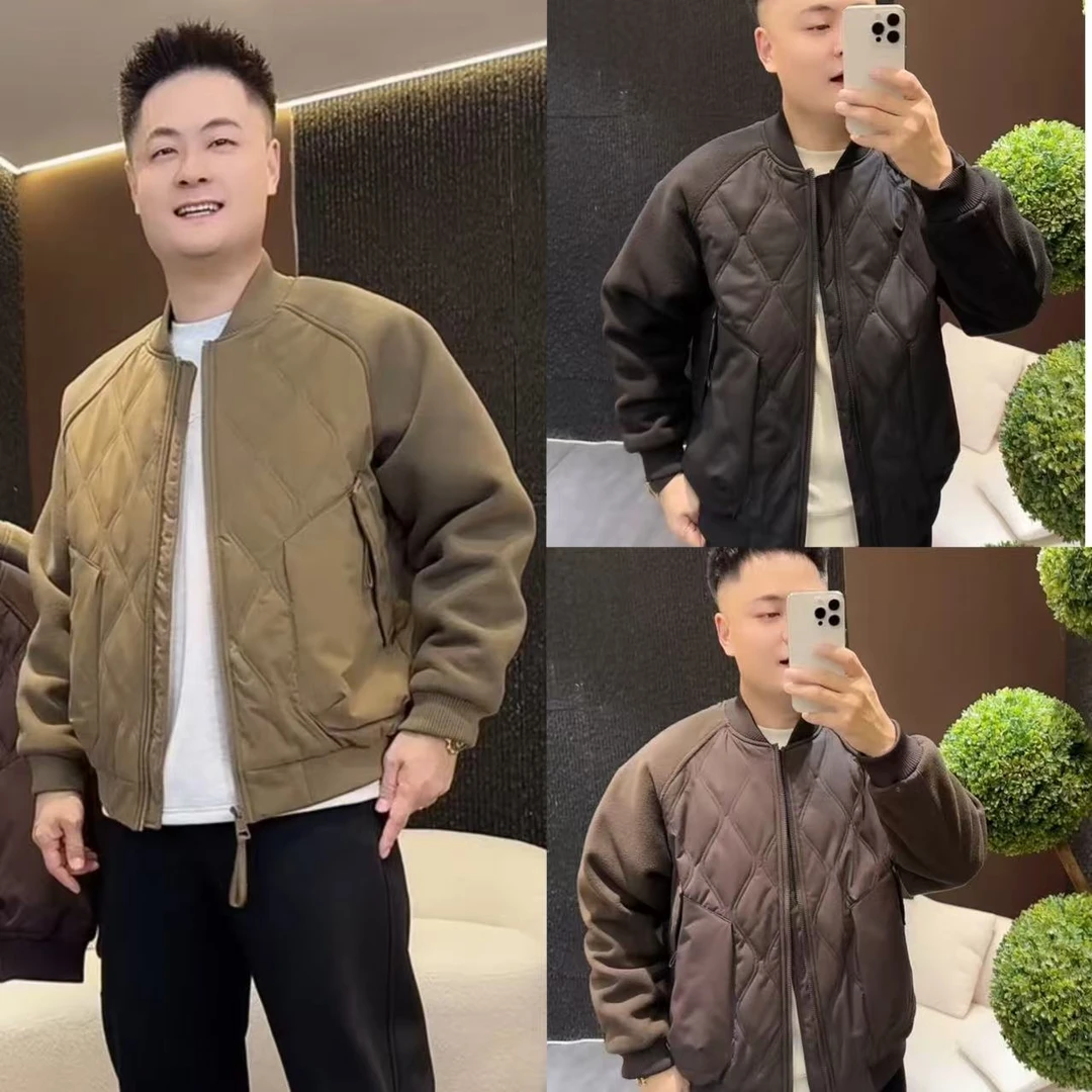 棒球领拼接设计棉服外套冬季男士新款棉外套