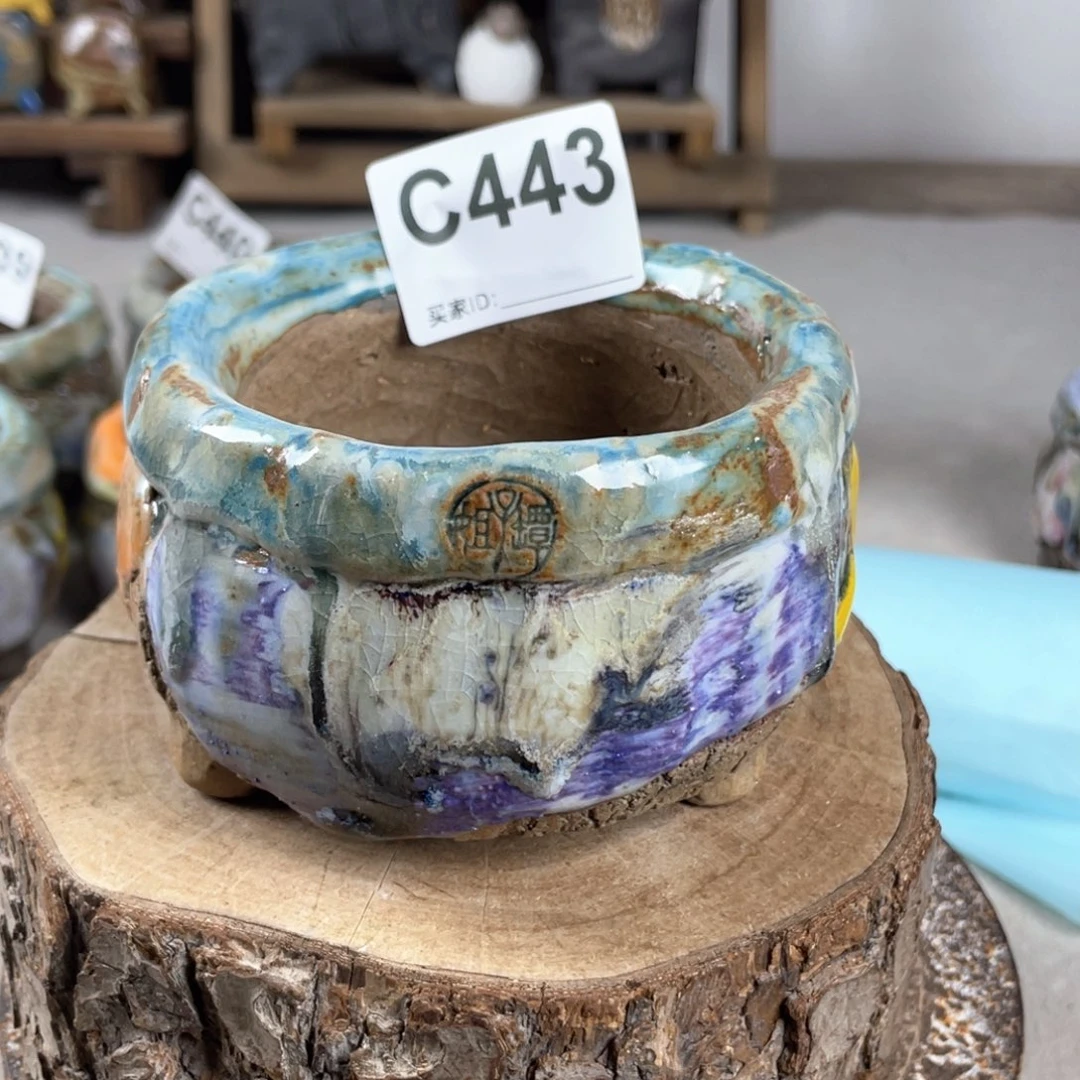 紫砂花盆孤品 不规则油画山石小包子 内口7.8