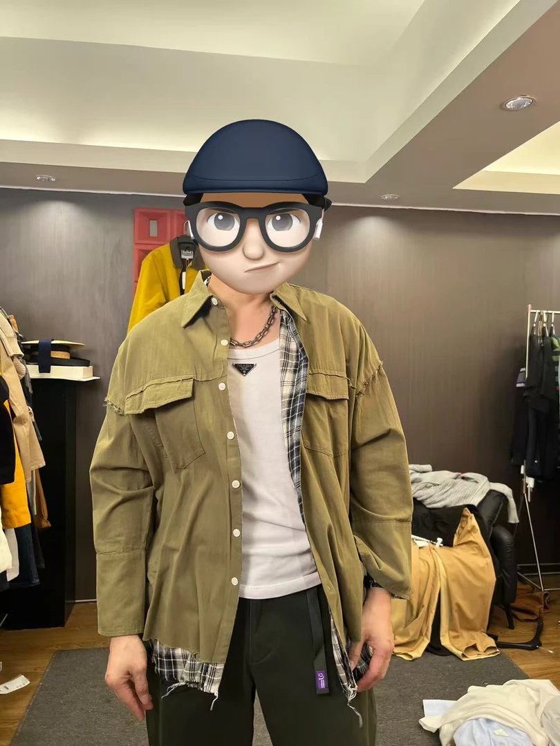 29899-衬衫拼接格子长袖衬衫