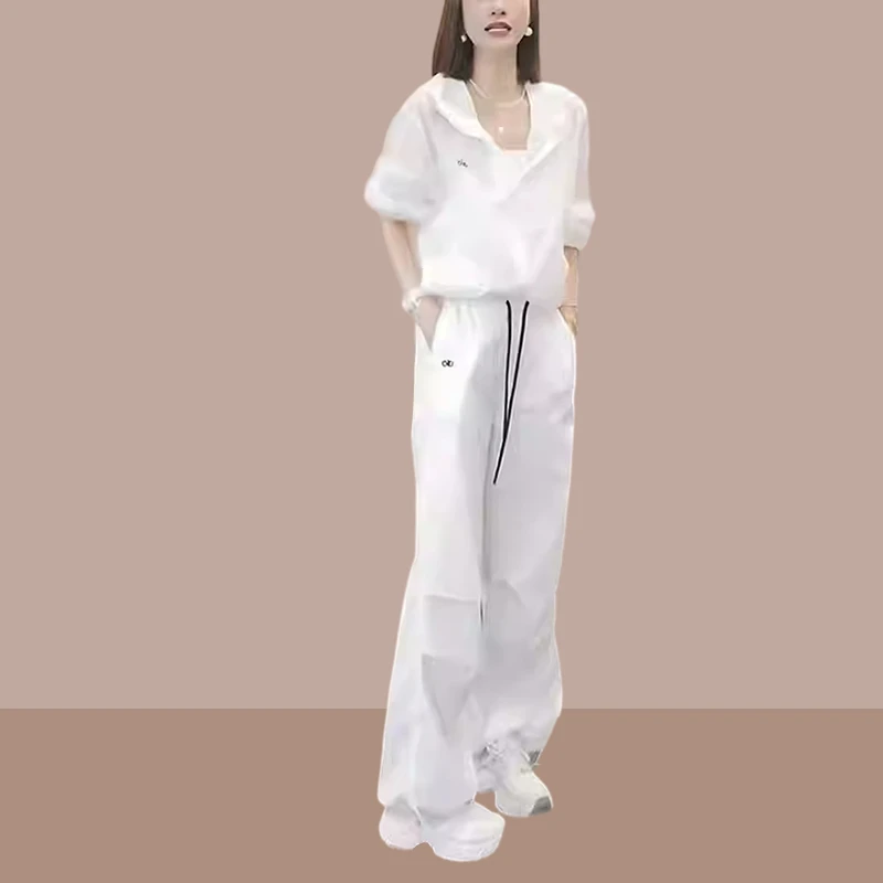 清纯系夏日穿搭套装女2025新款薄款透气防晒衣外套休闲裤子两件套