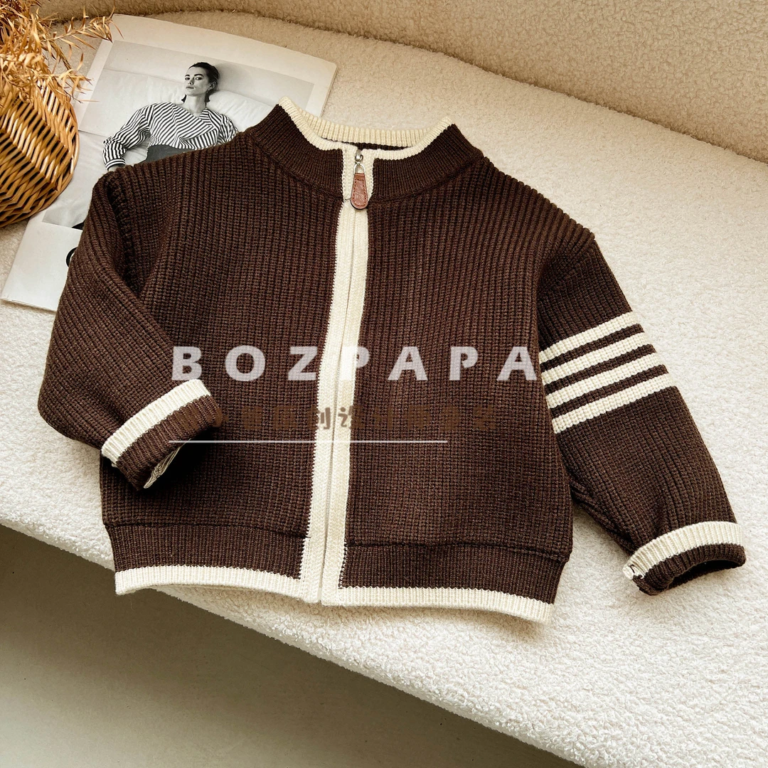 啵小爸【街头秘闻】2025冬季新款男童韩式休闲舒适针织双层毛衣