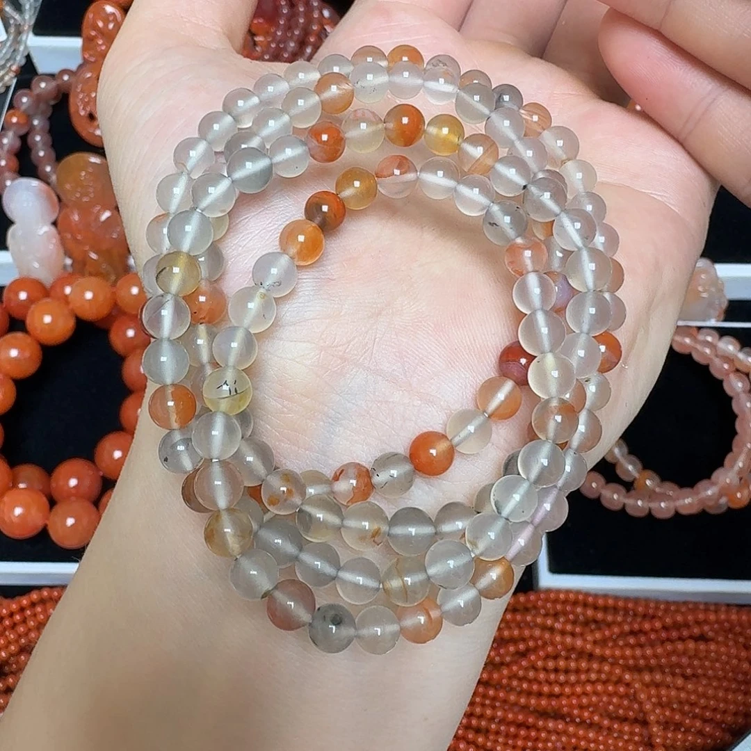 南红玛瑙未镶嵌瓦西水墨多圈5.6mm32.6g