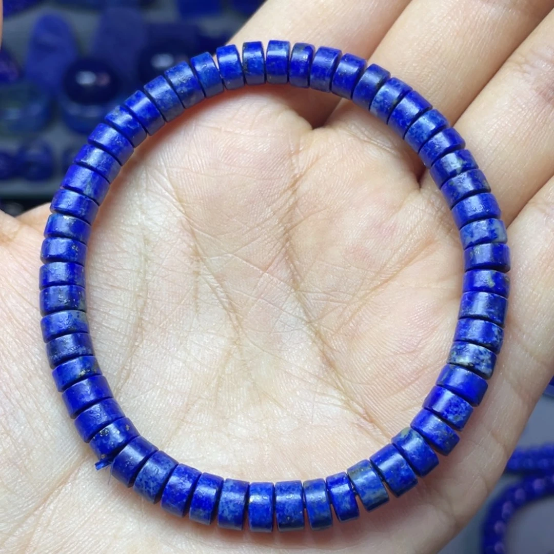 青金石未镶嵌6×3哑光直切药片手串