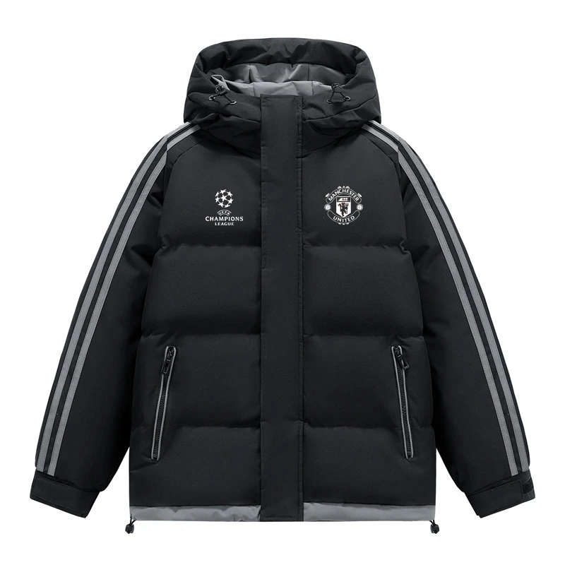 【清仓款】欧冠曼联系列足球拉链重磅厚款冬带杠三防棉服厚款冲锋衣