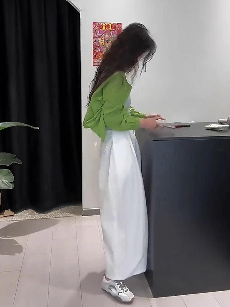 韩系高级感穿搭绿色防晒衣外套阔腿裤休闲套装女装2025年新款早秋