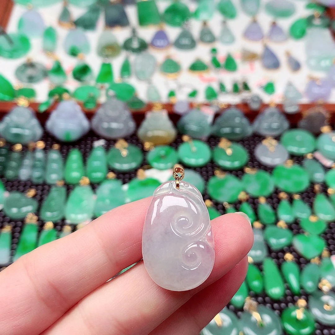 翡翠18K金镶嵌吊坠(不含链)