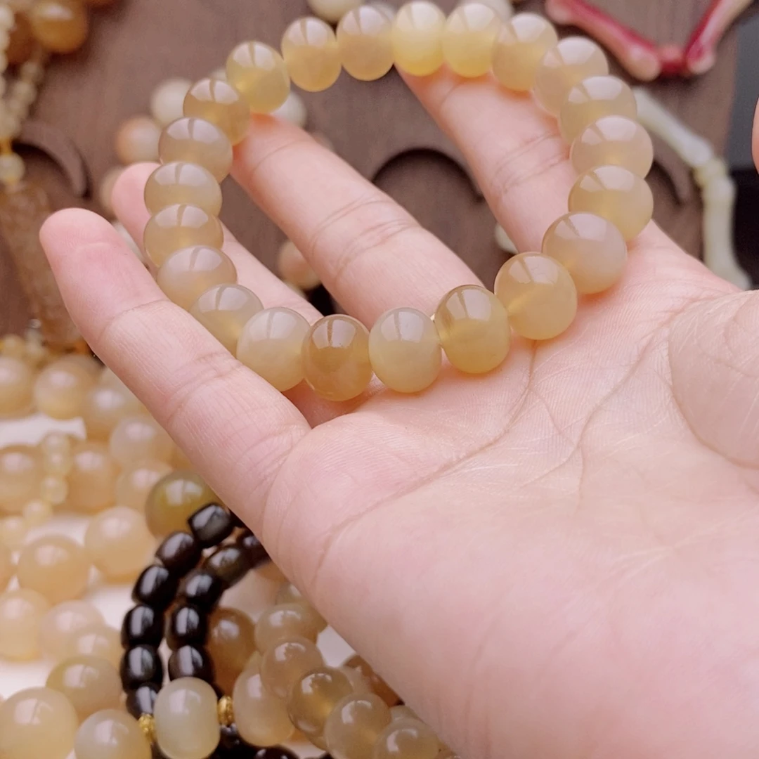 糯***子珐琅纯铜13白水牛手串