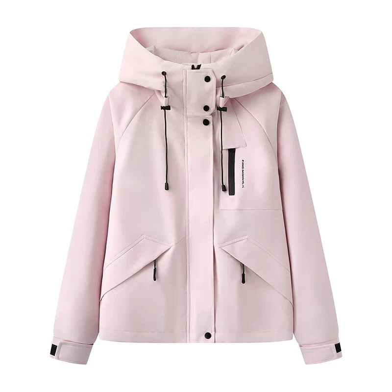 2503休闲连帽冲锋衣夹克外套（衣长61左右）