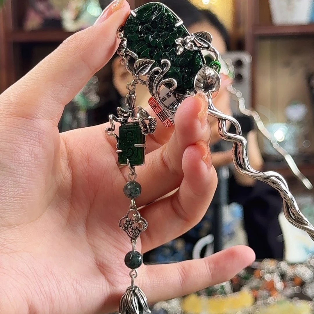 翡翠银S925镶嵌发饰