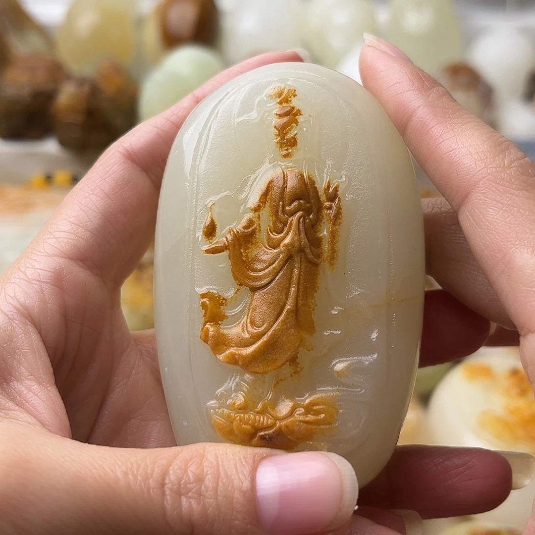石材古青石不退换观音微瑕