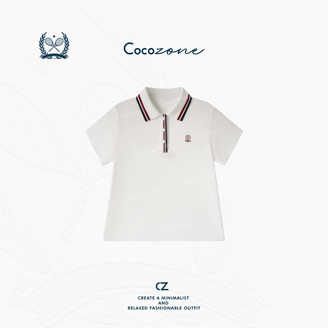 COCO ZONE 刘一一【100棉】撞色POLO领老钱风T恤 CD2A1523