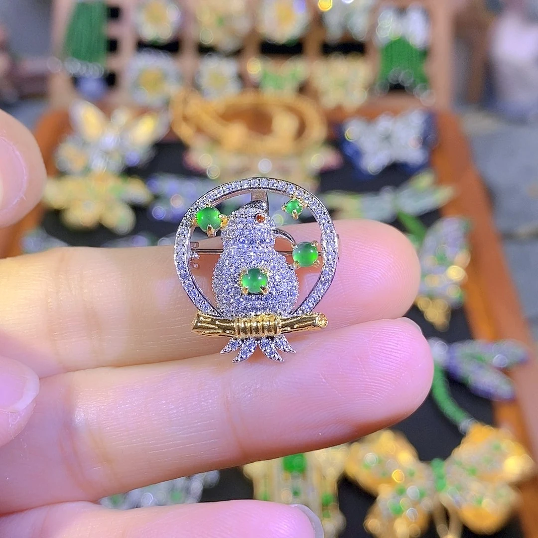 吊坠(不含链)银S925镶嵌翡翠