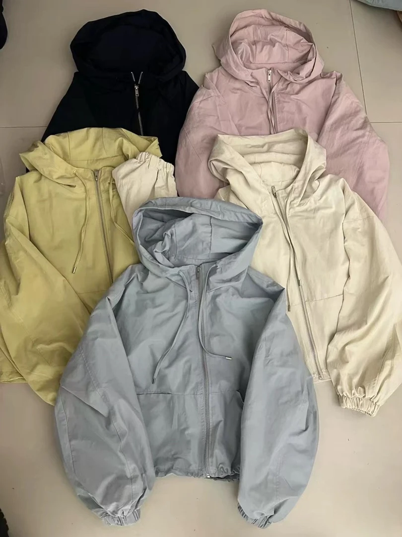 那简家 809春季韩系百搭韩系短款连帽简约小个子冲锋衣