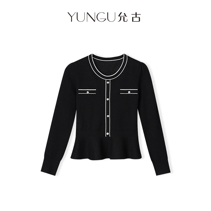 YUNGU允古【F304】【双12年终大促】法式千金风软糯羊毛针织衫收腰女