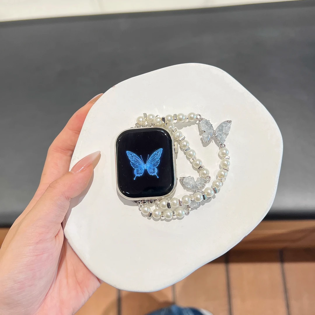 适用新款蝴蝶S10表带手表带S9苹果手表带S8女Applewatch高级表带