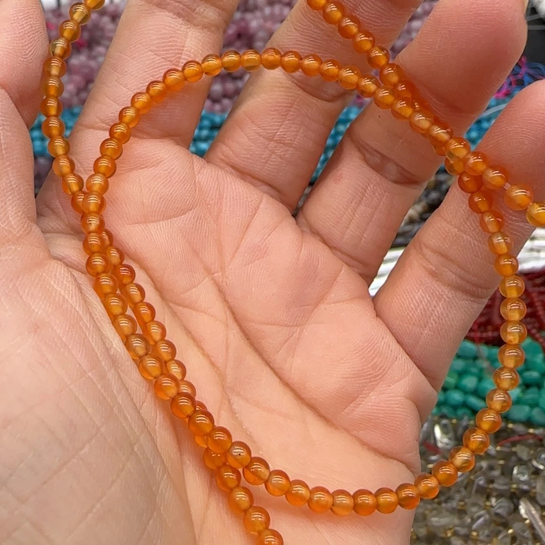 玛瑙/玉髓合金珠宝半成品红玛瑙3mm一条