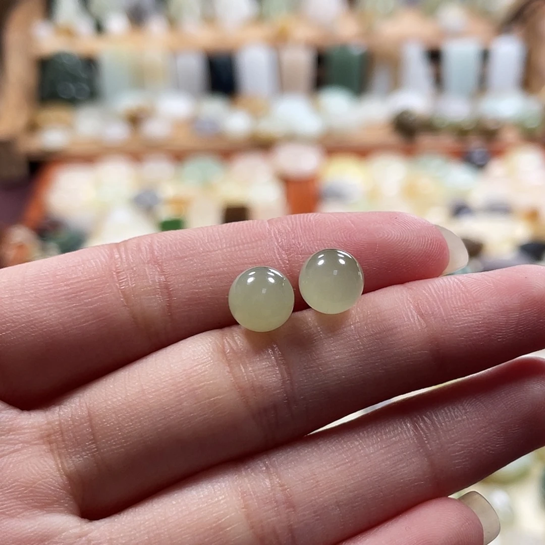 s***和田玉银S925镶嵌耳饰