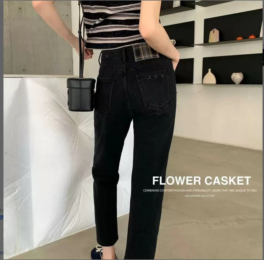 新号福利！限一单！高级黑灰色大牌春款九分直筒裤