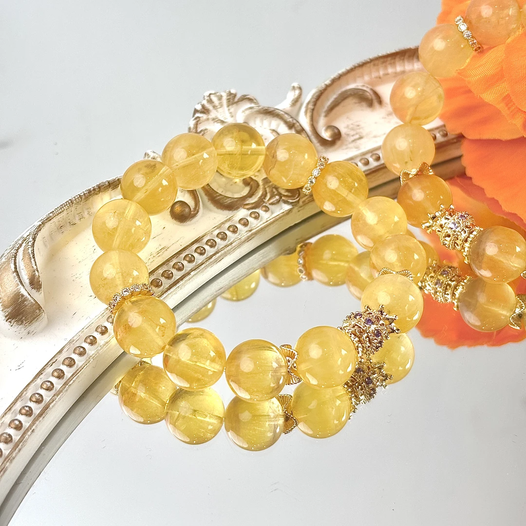 【真我】黄萤石13mm手串面小仙多样性发其一