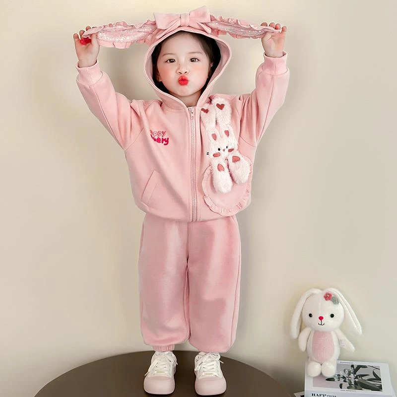 YeeHoO/英氏女童春季可爱套装2025新款儿童卫衣时髦洋派两件