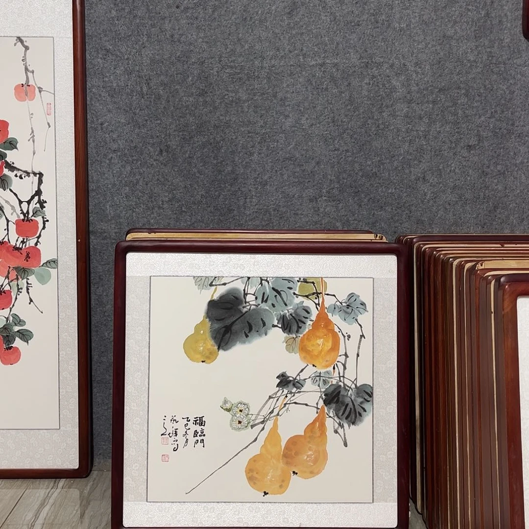 国画书画作品带框63×63