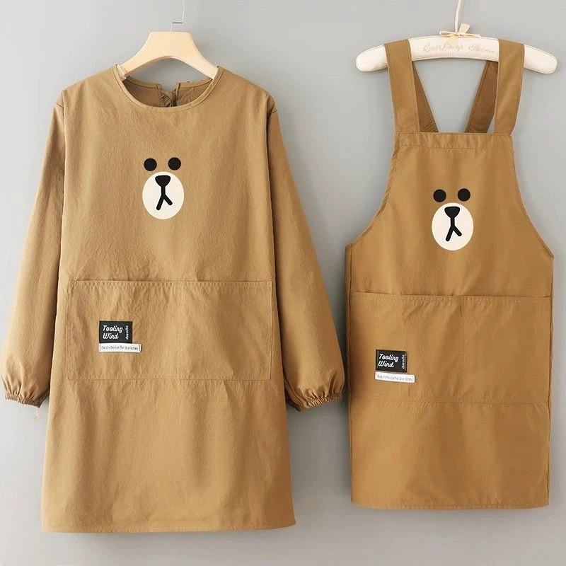 可爱围裙男防油污耐磨抗皱长袖防泼水厨房做饭洋气工作服定制印字