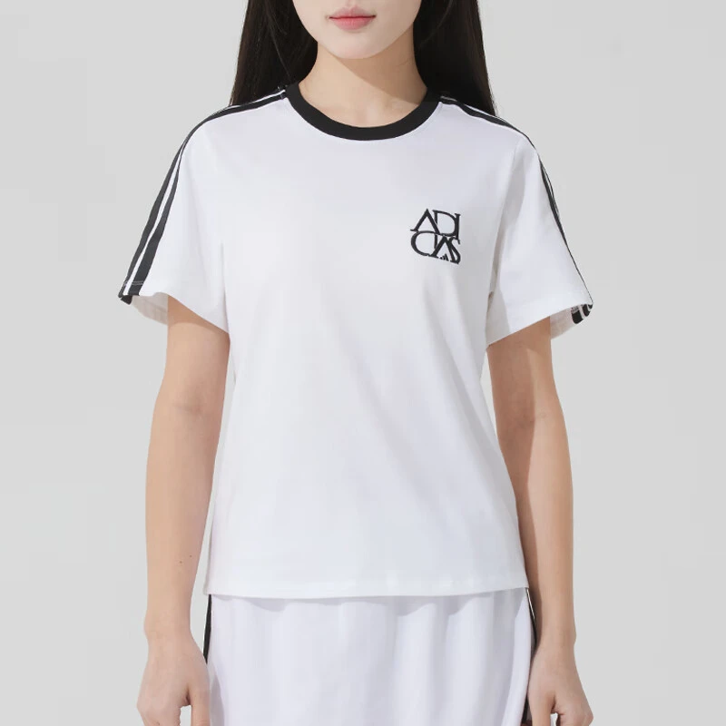 adidas阿迪达斯2025春新款女棉运动休闲短袖圆领T恤短款JY7627