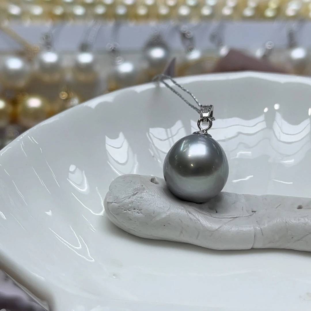 吊坠(不含链)海水珍珠银S925镶嵌13-14mm