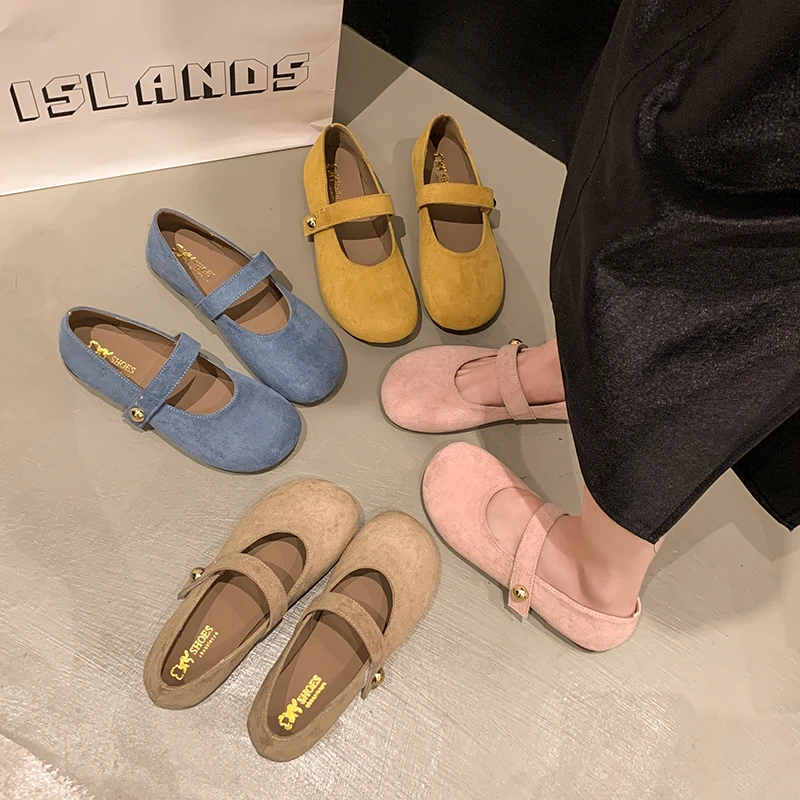 2025春夏新款小单鞋百搭软底春季复古平底浅口玛丽珍圆头法式女鞋