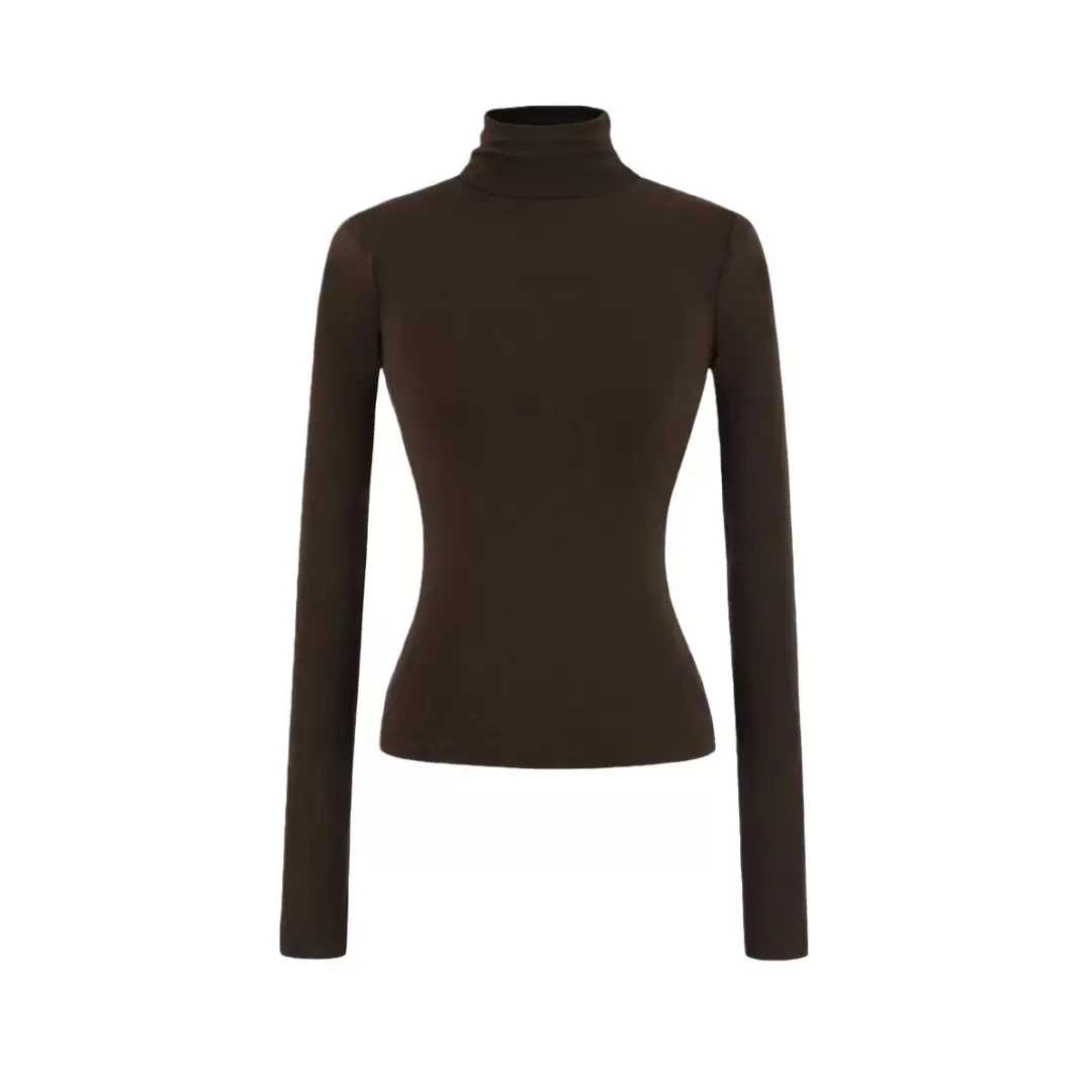 【悦己】秋冬新款高领长袖打底衫女基础弹力修身纯色简约T恤上衣