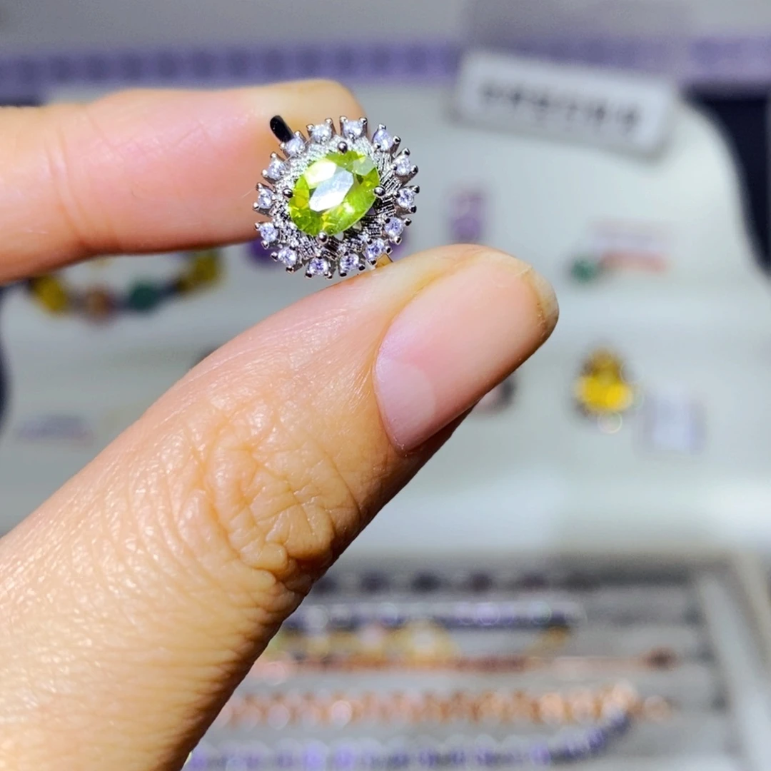 银S925镶嵌戒指橄榄石