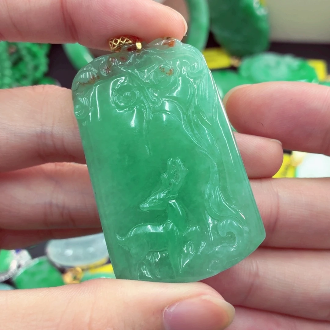 翡翠18K金镶嵌吊坠(不含链)