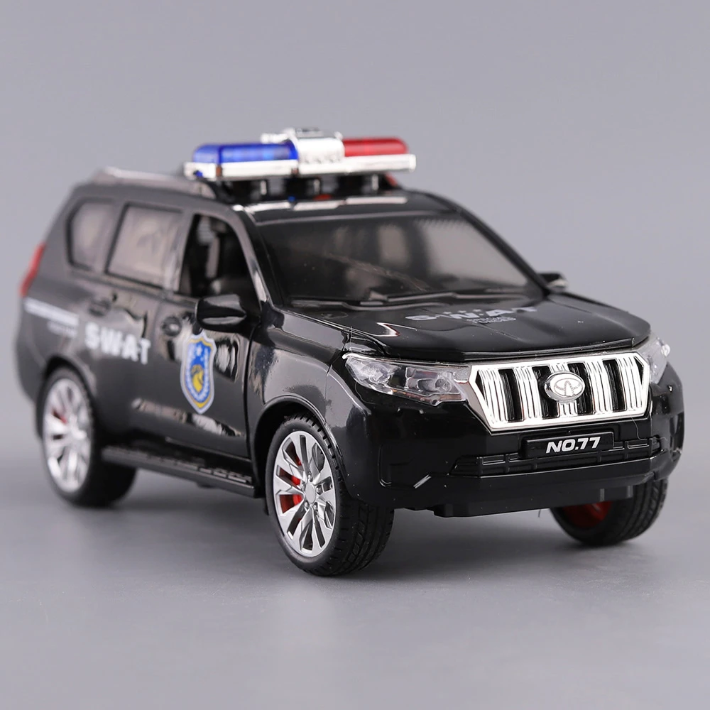 普拉多警车模型惯性玩具车声光四开门小汽车越野车男女耐摔车