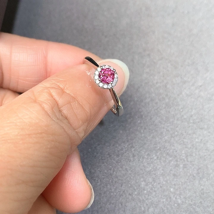 石榴石戒指银S925镶嵌天然