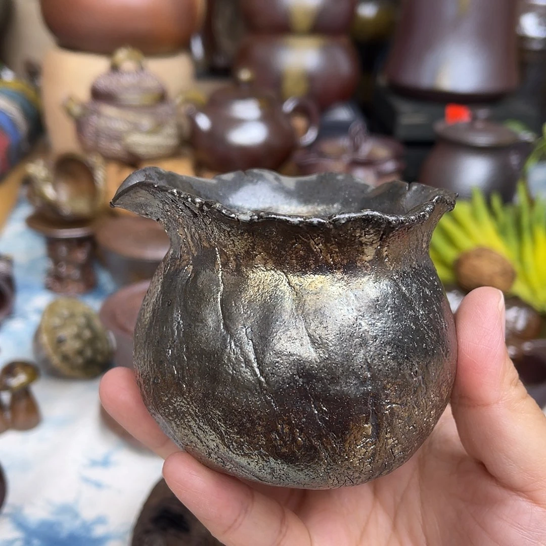 柴烧手捏残缺感公道杯