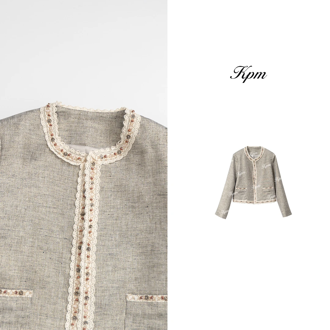 2025春季新款小香风圆领单排扣亮片短款外套女显瘦减龄上衣JN7197