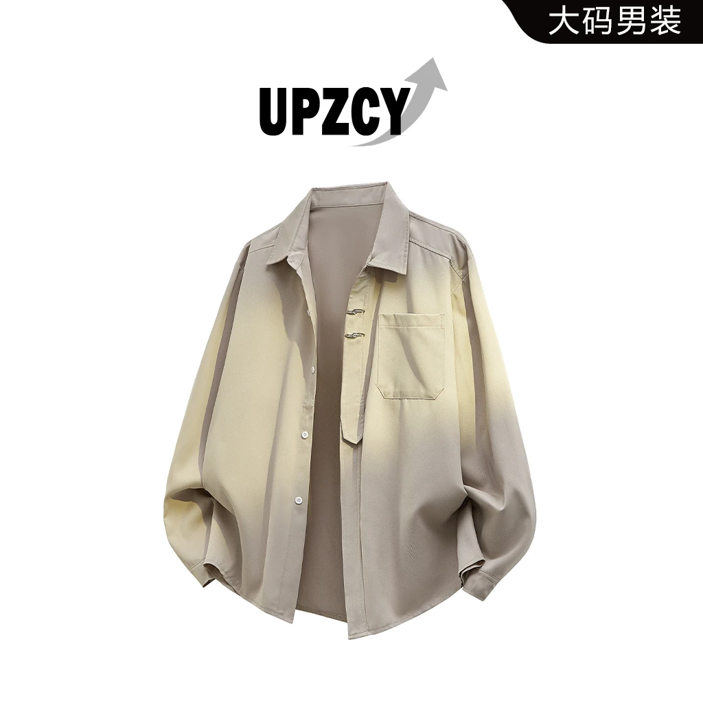 UPZCY春秋大码衬衫男士轻奢小众高级感休闲设计师潮牌高街衬衣