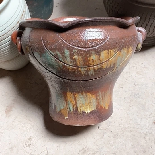 紫砂花盆口32高度27复古红