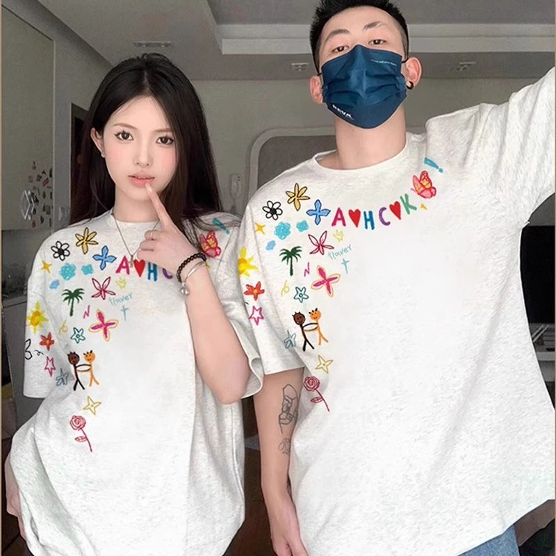 两件情侣装夏装t恤2025新款爆款潮牌特别的网红小众设计夏季短袖