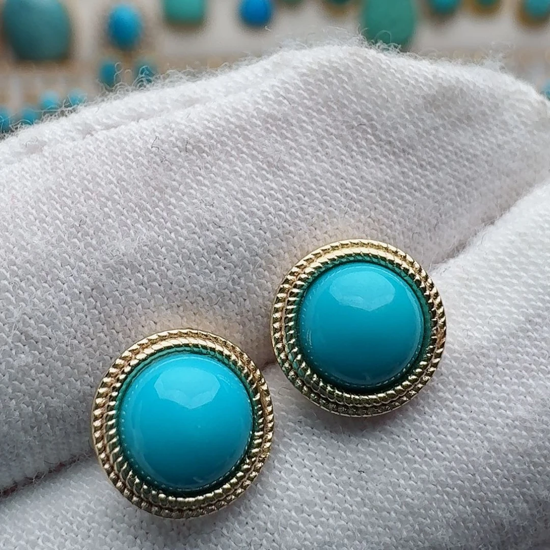 绿松石未镶嵌耳饰