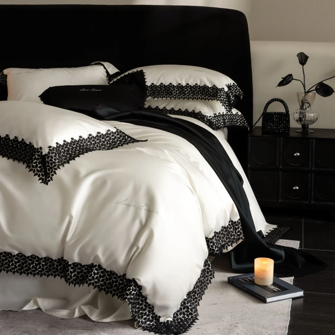 NICE（星娜）超细旦天丝棉花边款四件套轻奢简约