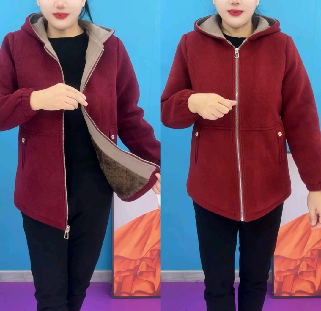 最新时尚加绒连帽外套(1款2色厂家直销自留款林)