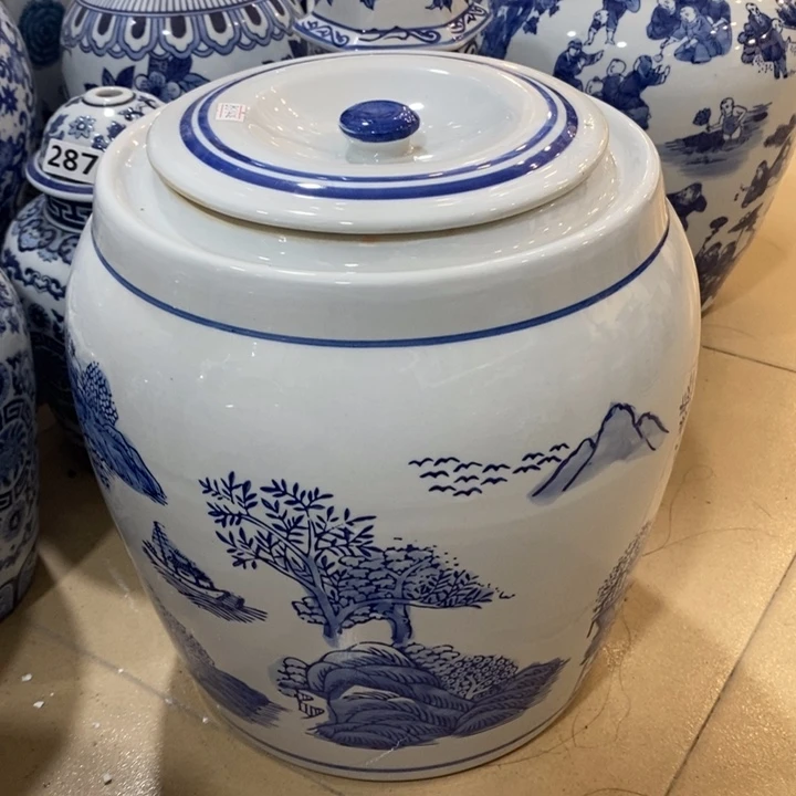 【闪购商品】摆件香**玛青花瓷米缸35斤装一个