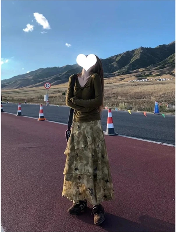 【超火穿搭】整套高级感巨好看气质设计感长袖上衣半身裙套装秋8052