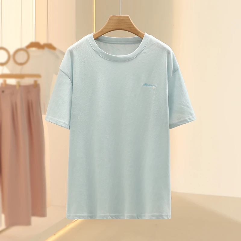 【芙】韩系纯棉宽松简约时尚T恤2025夏季新款设计感品牌女装