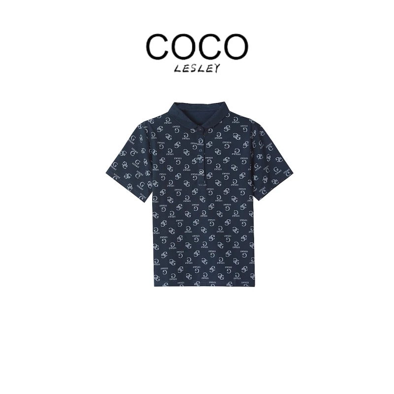 【COCO LESLEY】奢品短袖高品质polo领印花字母上衣女装夏薄款高贵