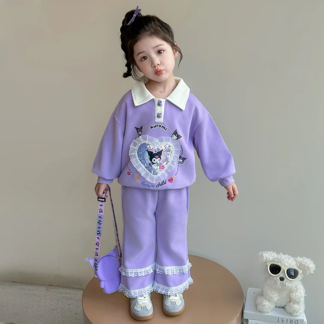 女童库洛米套装春秋季2025新款儿童卡通卫衣洋气小女孩时髦两件套