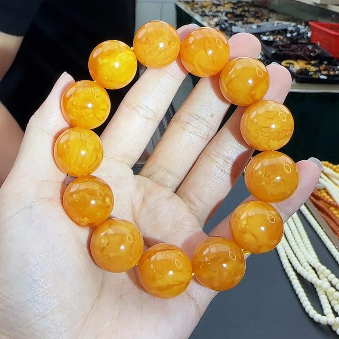 琥珀未镶嵌手链18M蜜蜡